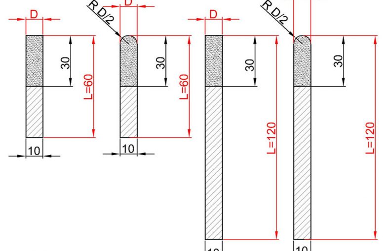 Diamond Mounted Points with radius head Drawing