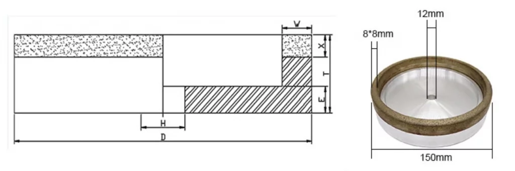 Continuous Rim Diamond Glass Edging Wheel Dimensions