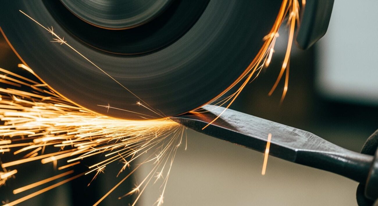 Which type of material is used to make a grinding wheel?