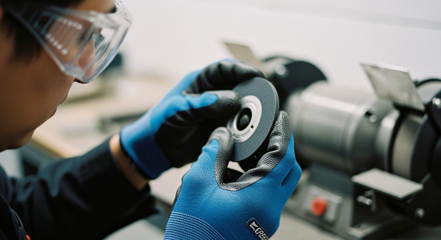 What should be done before installing a grinding wheel?