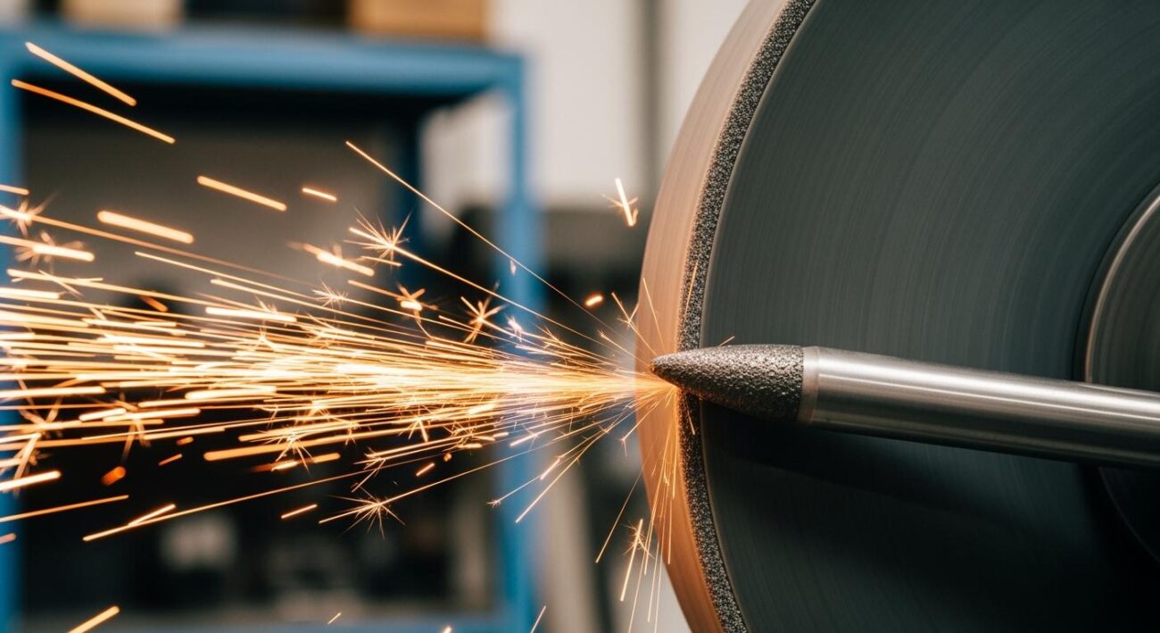 How can a Grinding wheel be sharpened?