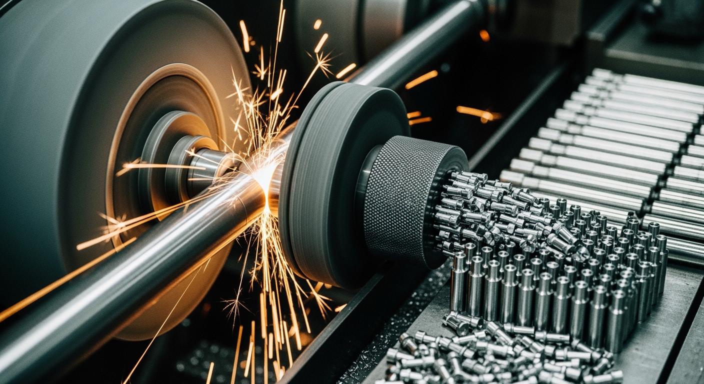 High-Volume Production with Centerless Grinding for Shafts and Pins