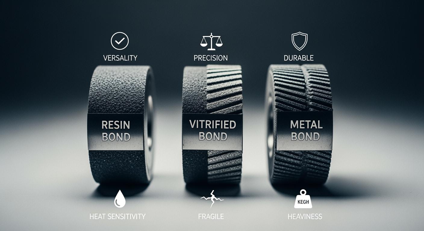 Resin, Vitrified, and Metal Bond Wheels Pros and Cons Comparison