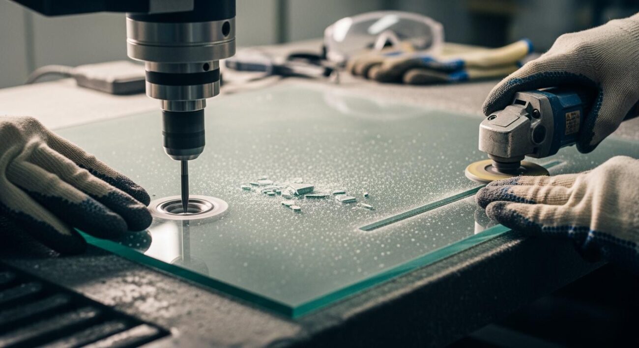 How to perform profile drilling and slot grinding on glass?