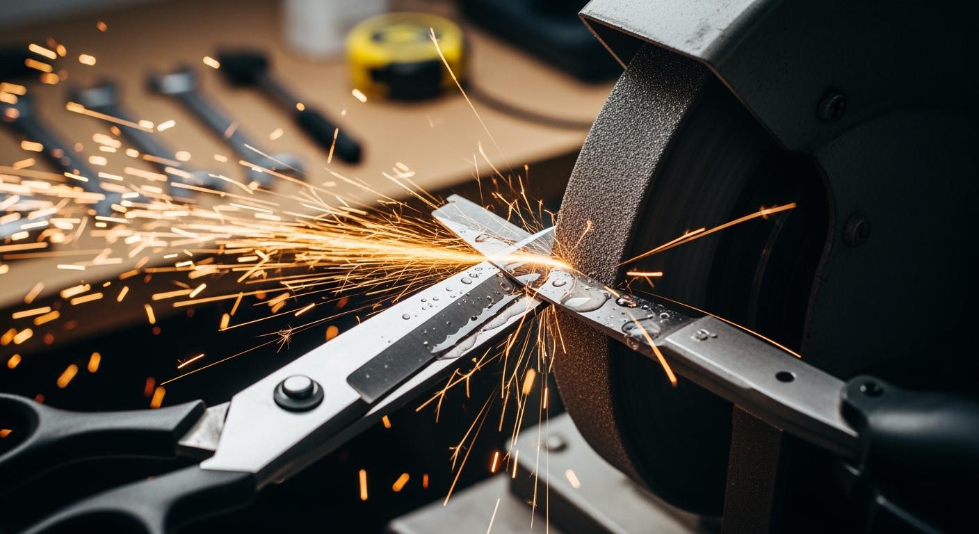 How to prevent material adhesion when grinding stainless steel scissors?