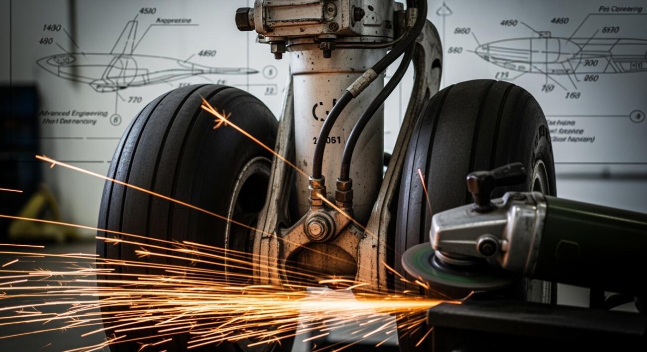 What are special requirements for aircraft landing gear grinding?