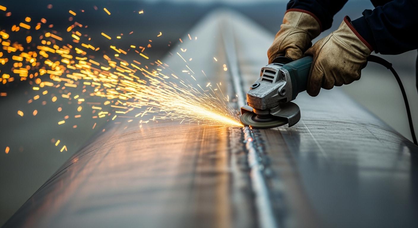How to grind long hull welds quickly?