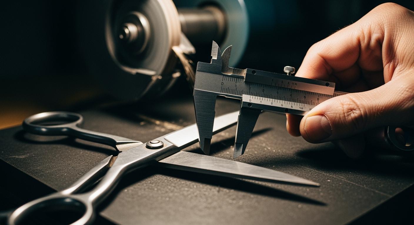 How to ensure synchronized grinding accuracy for both scissor blades?
