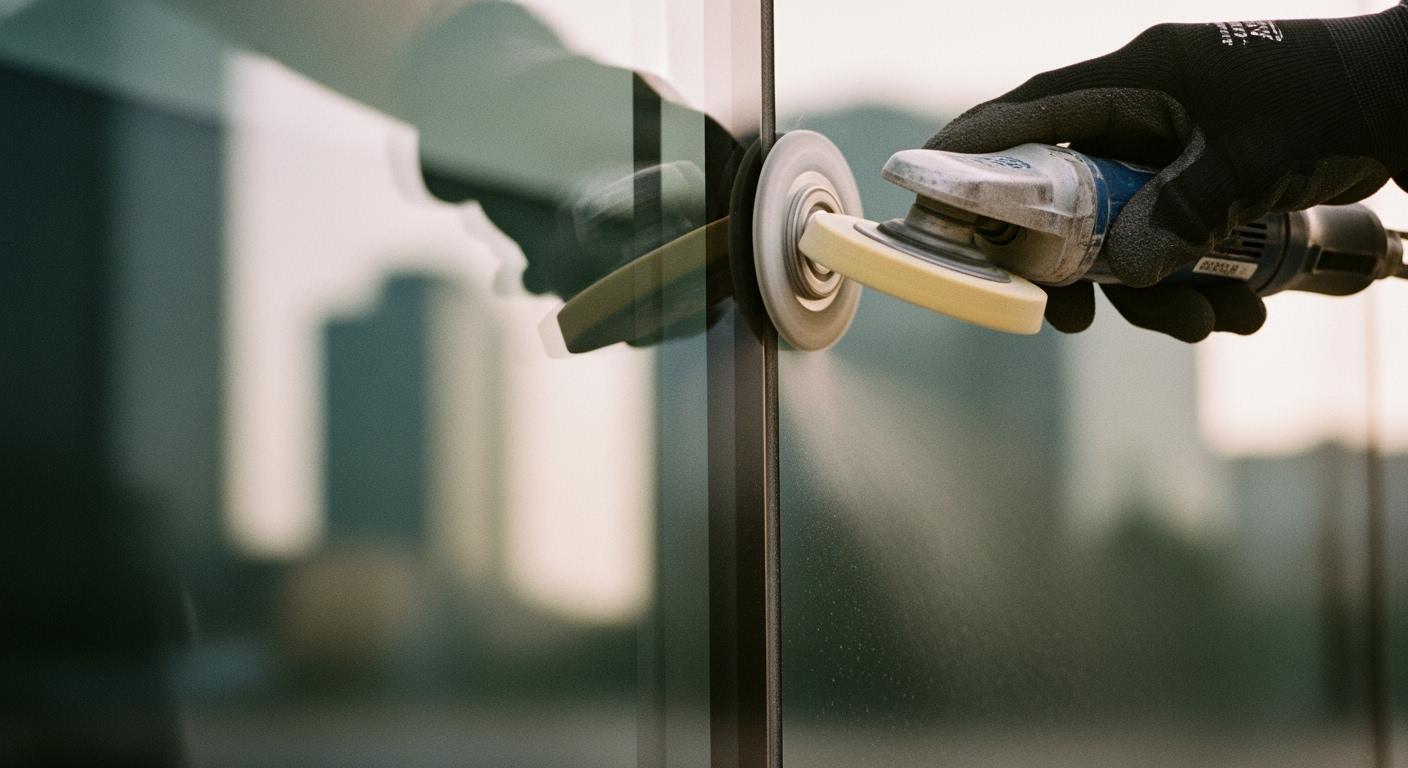 Which polishing wheel is suited for mirror finishing of architectural glass?